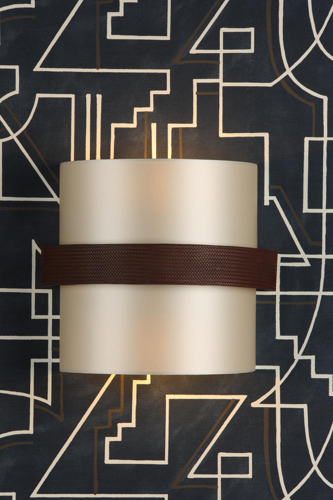 Allegra 2 Light Wall Light- Leather Effect With Bespoke Shade