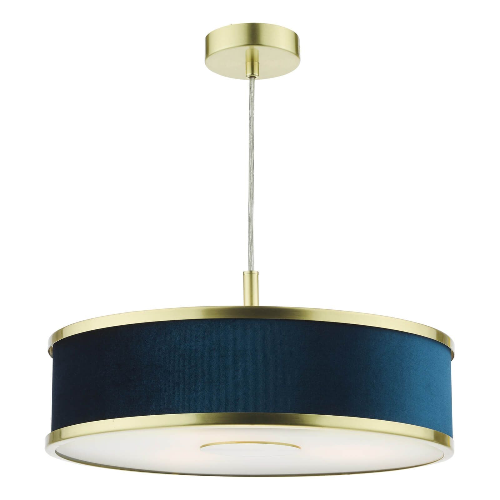 Alvaro 3/6Lt Centre Ceiling Pendant, Brushed Brass With Blue Shade/Polished Chrome Ivory/Antique Bronze