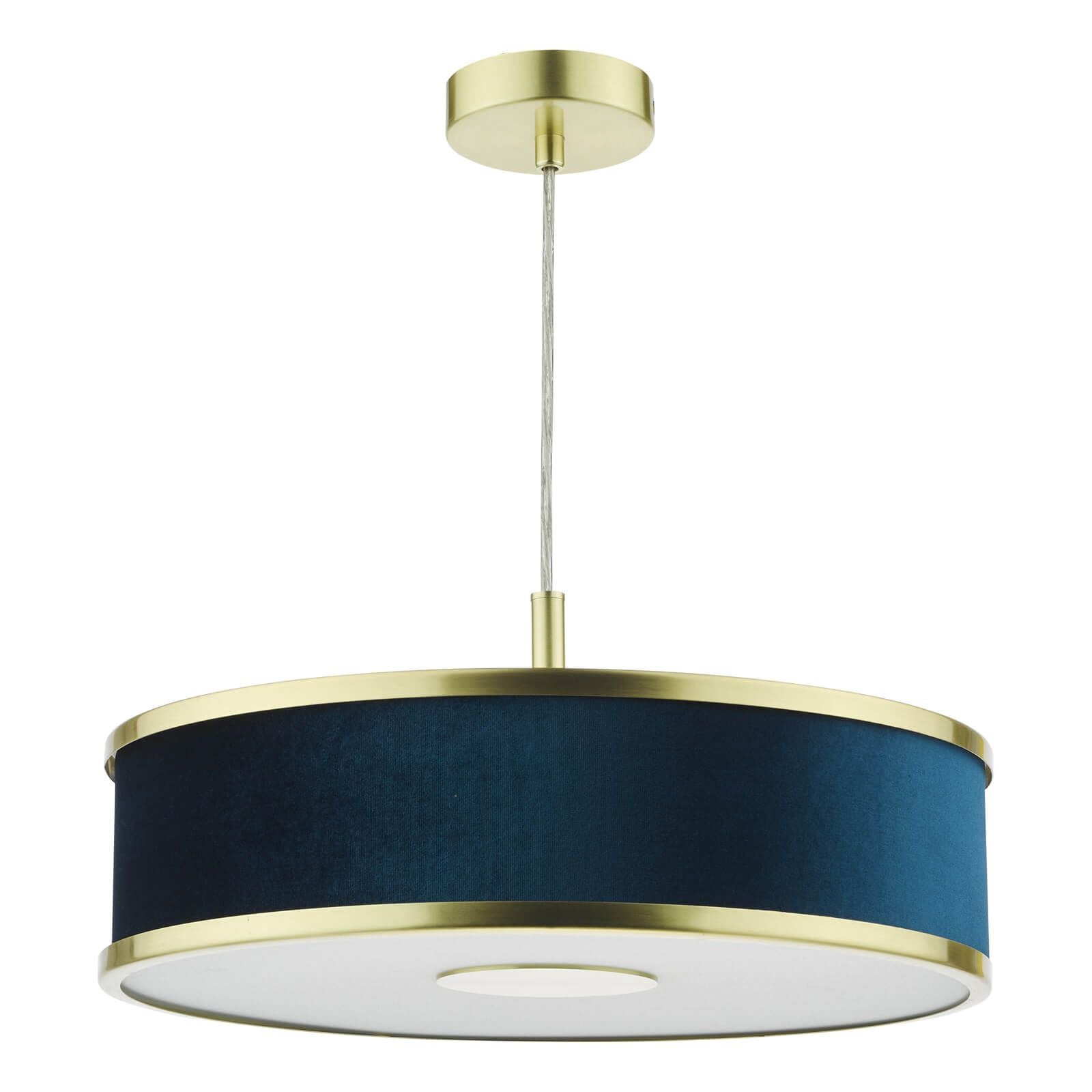 Alvaro 3/6Lt Centre Ceiling Pendant, Brushed Brass With Blue Shade/Polished Chrome Ivory/Antique Bronze