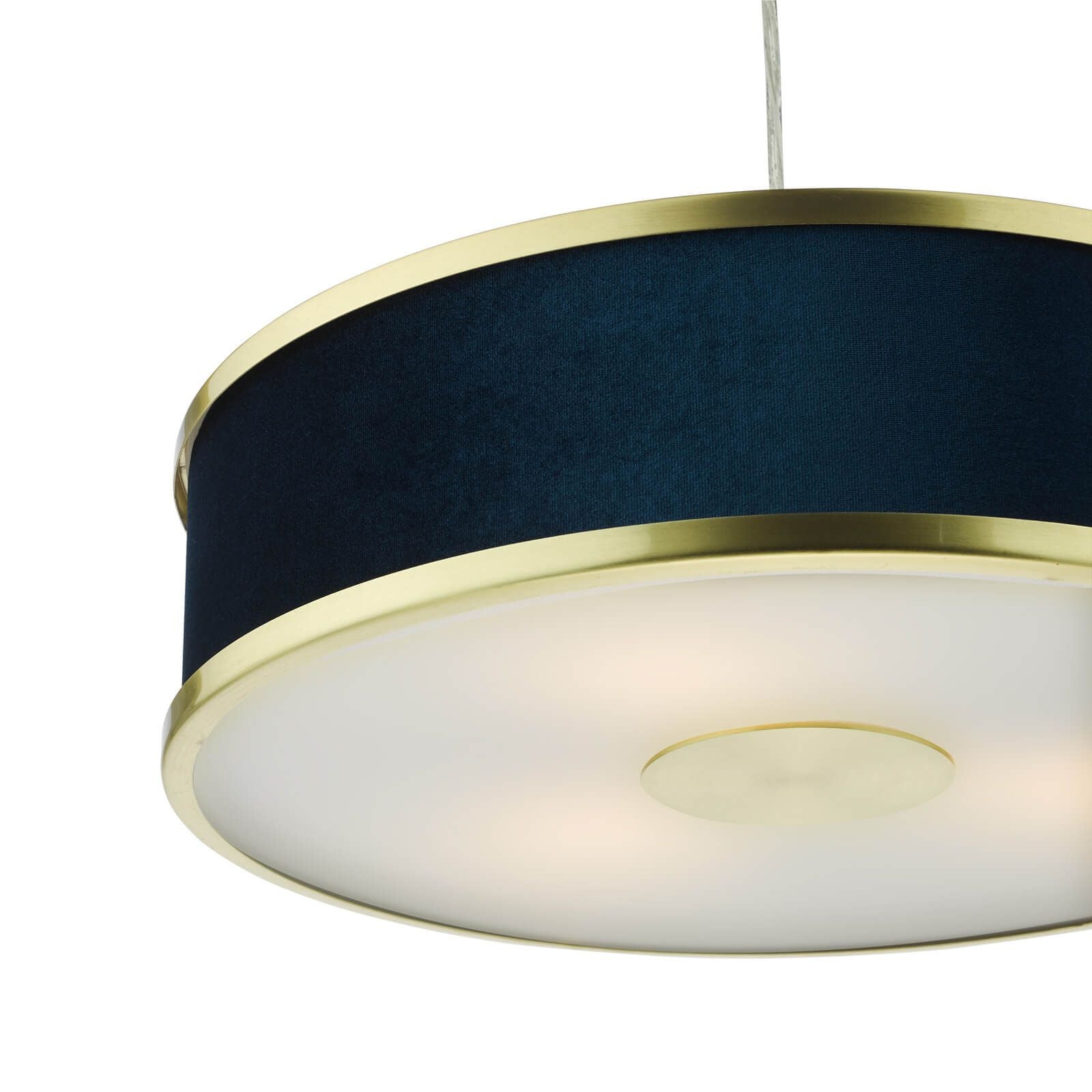 Alvaro 3/6Lt Centre Ceiling Pendant, Brushed Brass With Blue Shade/Polished Chrome Ivory/Antique Bronze