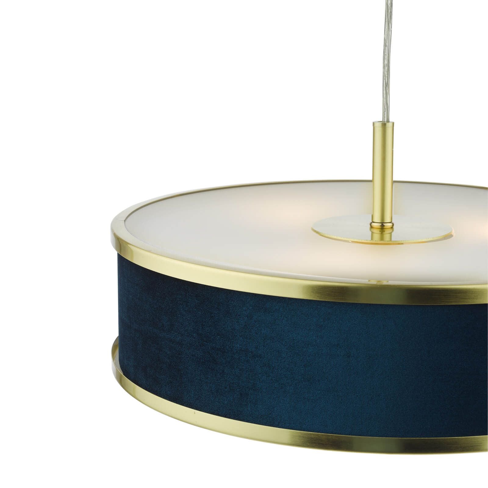 Alvaro 3/6Lt Centre Ceiling Pendant, Brushed Brass With Blue Shade/Polished Chrome Ivory/Antique Bronze