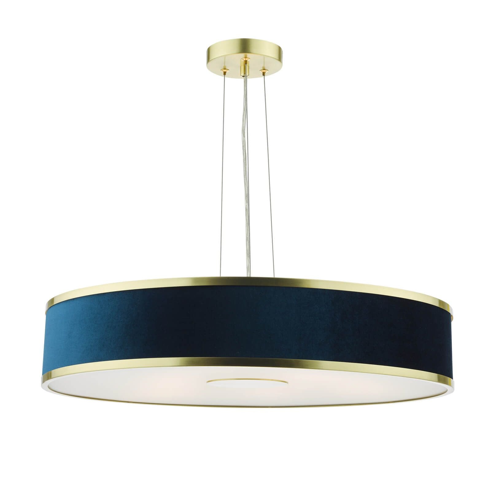 Alvaro 3/6Lt Centre Ceiling Pendant, Brushed Brass With Blue Shade/Polished Chrome Ivory/Antique Bronze