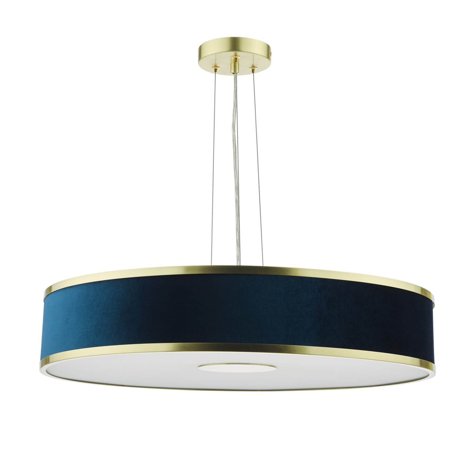 Alvaro 3/6Lt Centre Ceiling Pendant, Brushed Brass With Blue Shade/Polished Chrome Ivory/Antique Bronze