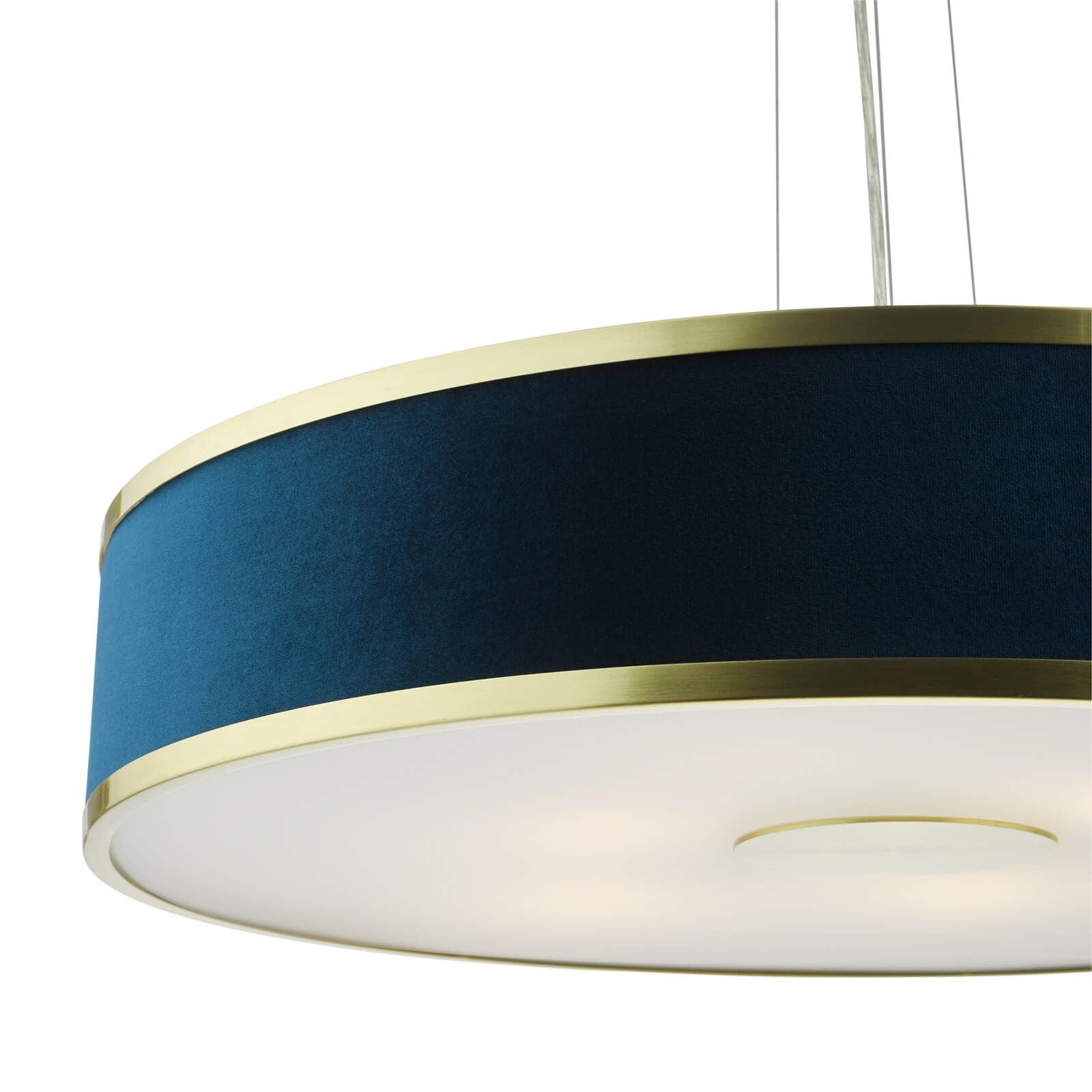 Alvaro 3/6Lt Centre Ceiling Pendant, Brushed Brass With Blue Shade/Polished Chrome Ivory/Antique Bronze