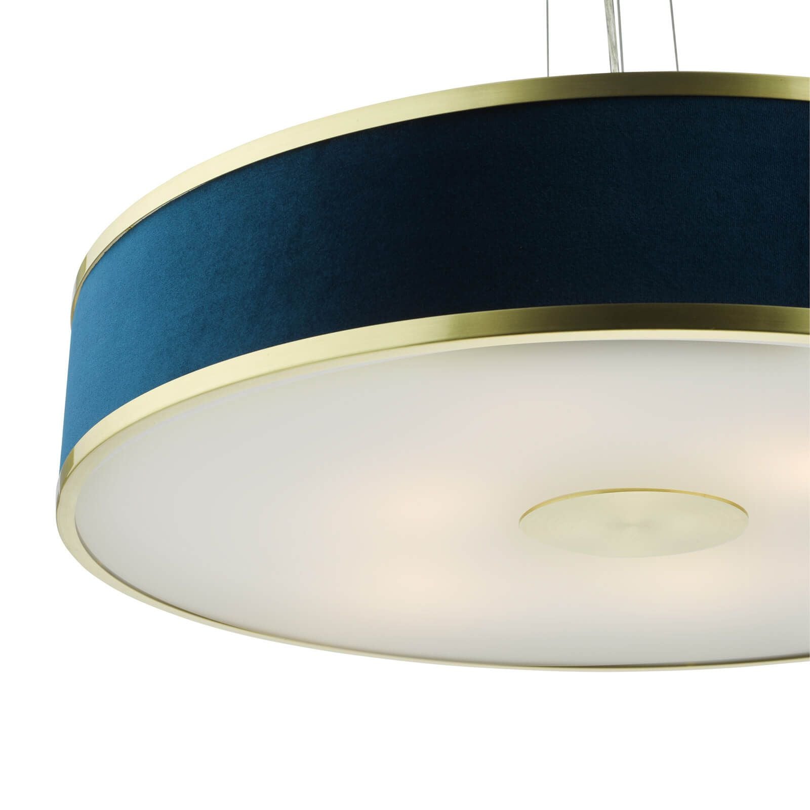 Alvaro 3/6Lt Centre Ceiling Pendant, Brushed Brass With Blue Shade/Polished Chrome Ivory/Antique Bronze