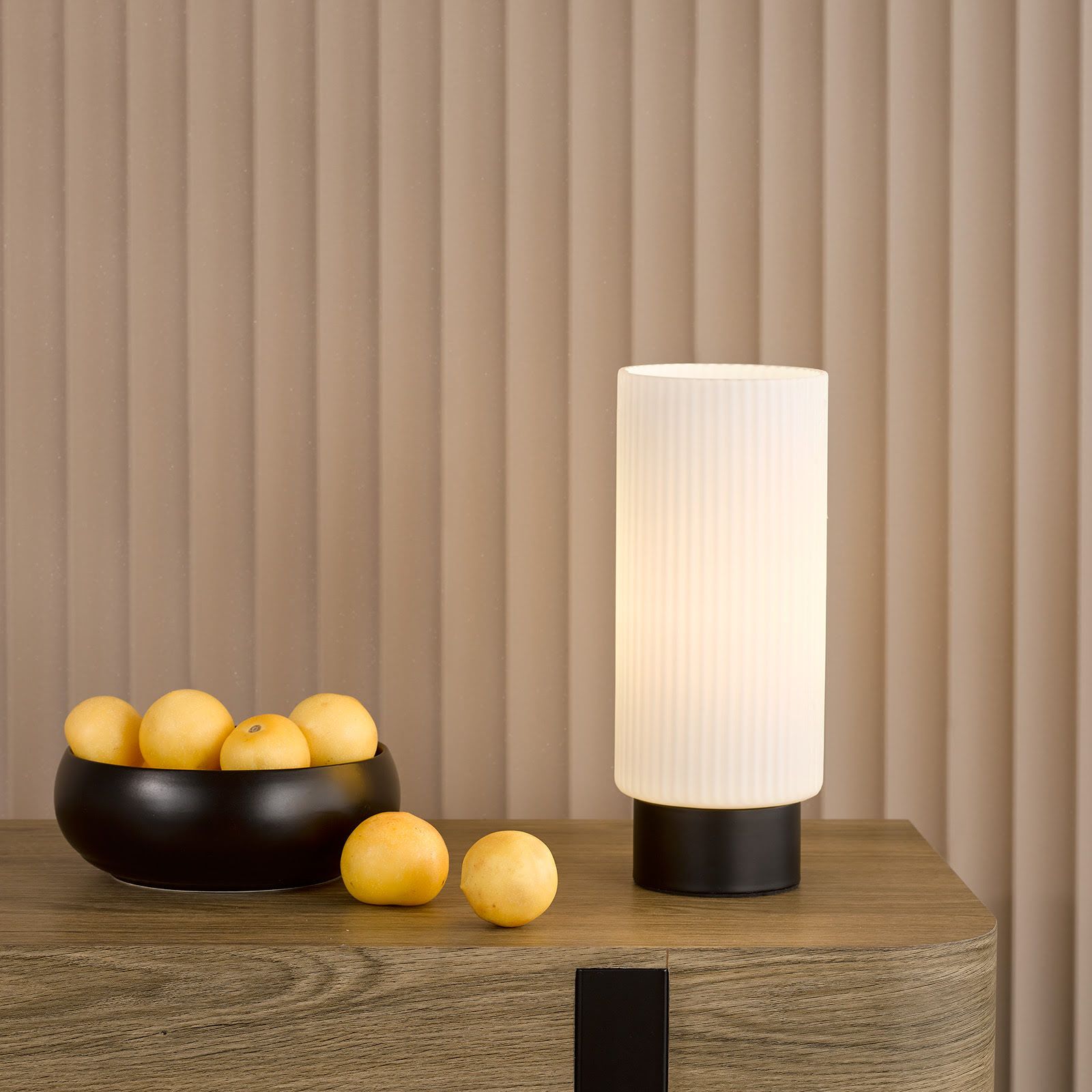 Aneska Table Lamp- Matt Black and Opal Glass
