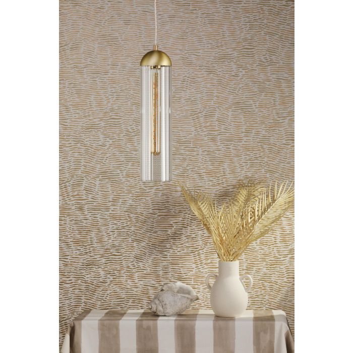 Anouk Pendant Ribbed Glass and Brushed Brass