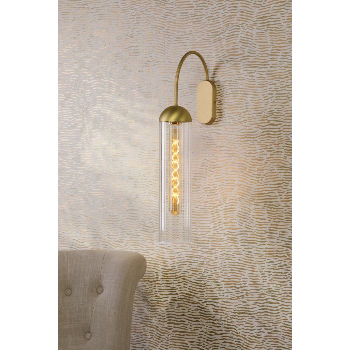 Anouk Wall Light Ribbed Glass and Brushed Brass