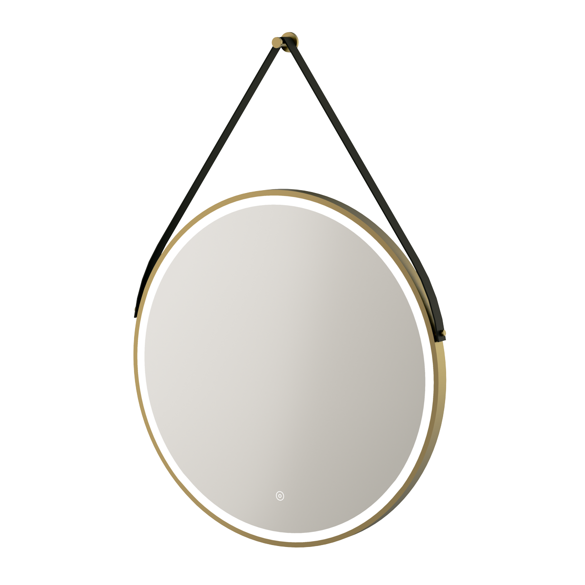 Feya Frame Black/Brushed Brass Round with Feature Strap/Without Strap - Bathroom Mirror With LED Light IP44