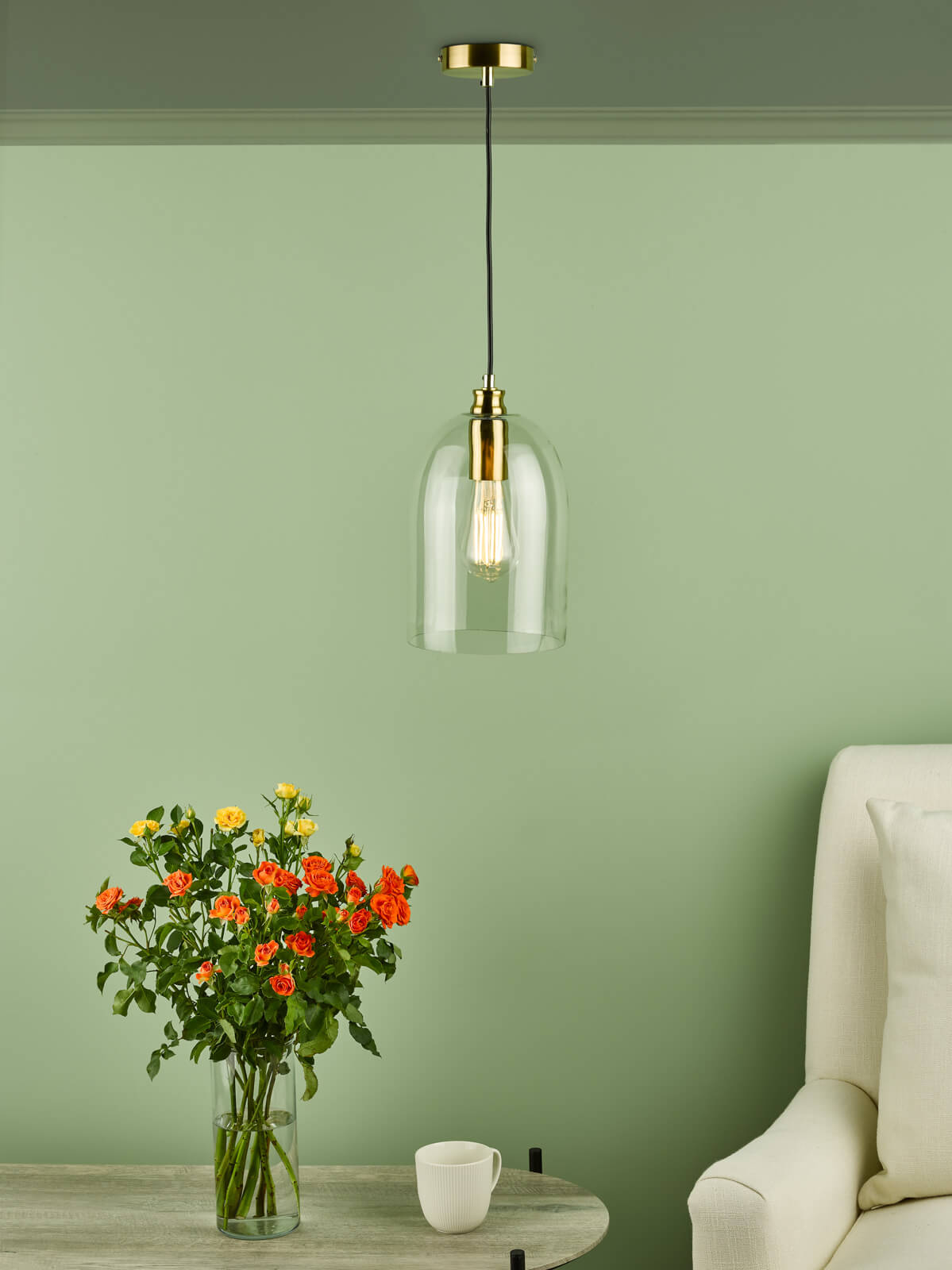 Archie Pendant  - Satin Bronze & Glass