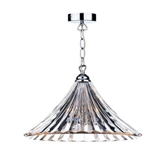 Ardeche Large Pendant Clear Glass Polished Chrome/Amber Glass & Antique Brass - Finish