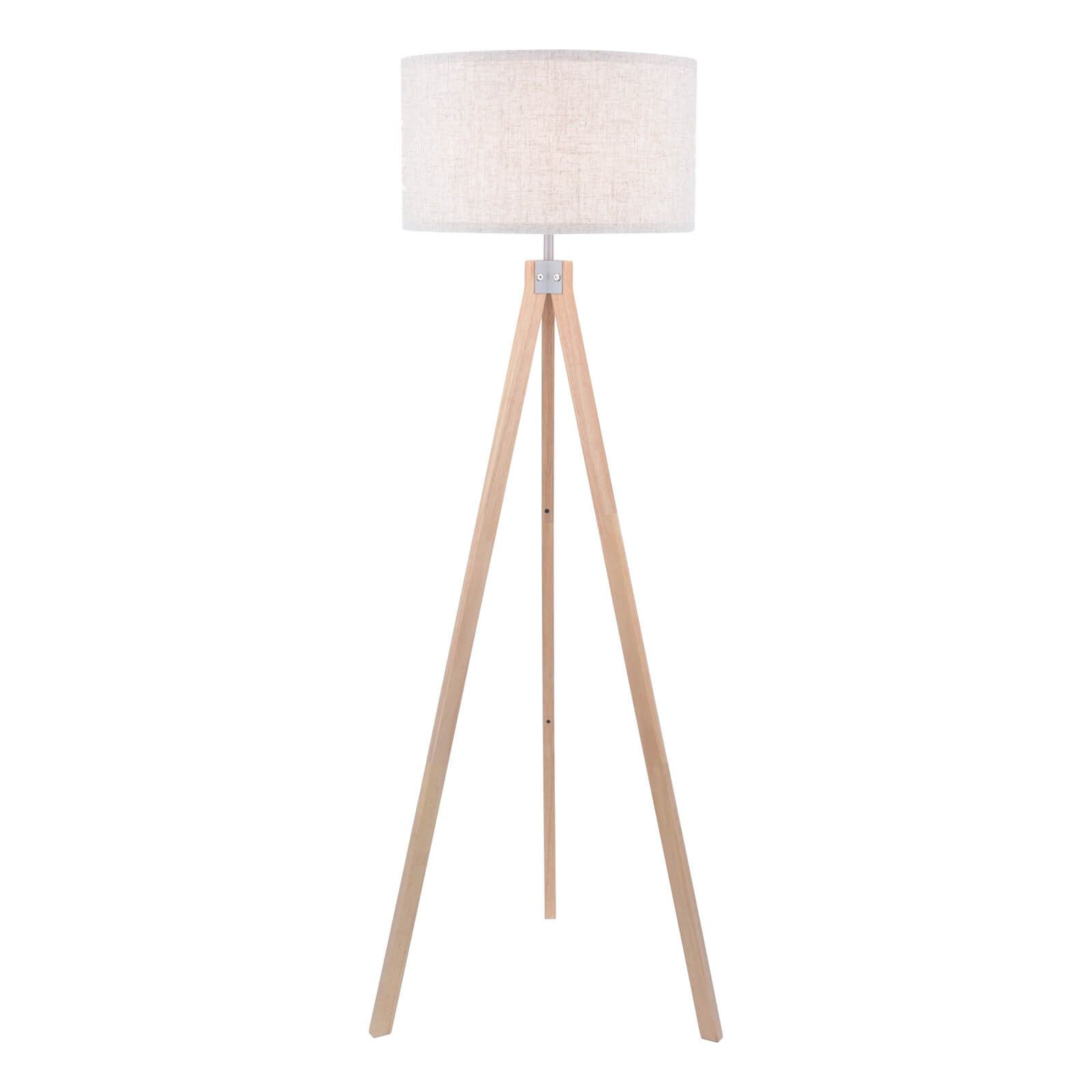 Armitage Tripod Floor Lamp Dark/Light Wood With Shade E27