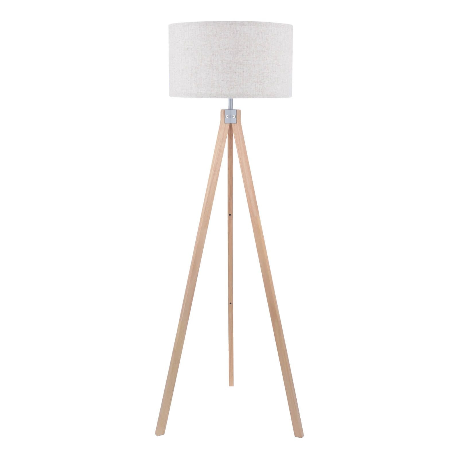 Armitage Tripod Floor Lamp Dark/Light Wood With Shade E27