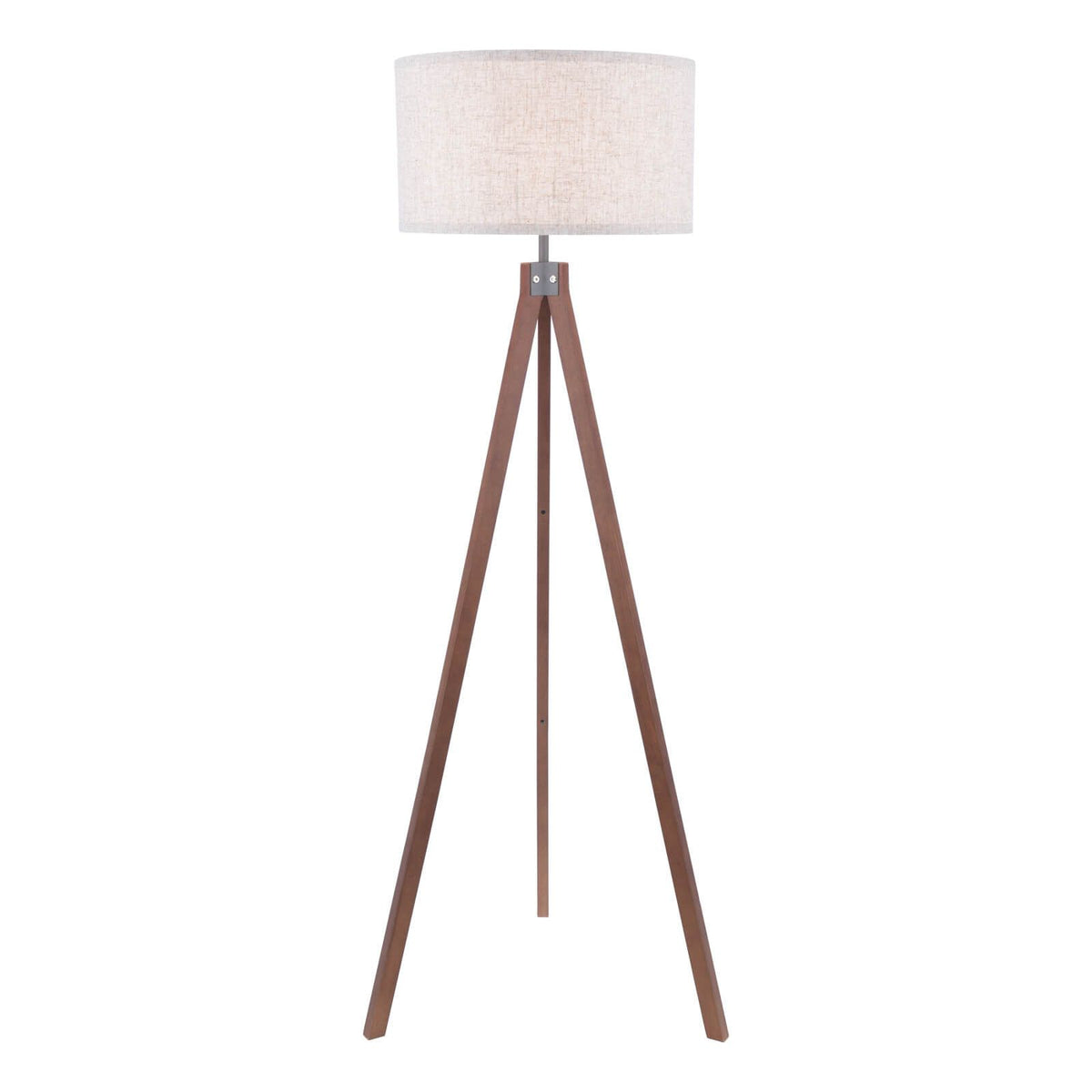 Armitage Tripod Floor Lamp Dark/Light Wood With Shade E27