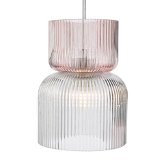 Auberta 3 Light Cluster Pendant Polished Chrome and Pink Ribbed Glass G9