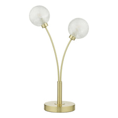 Avari 2 Light Table Lamp Satin Brass Glass/Satin Nickel & White Frosted Glass G9