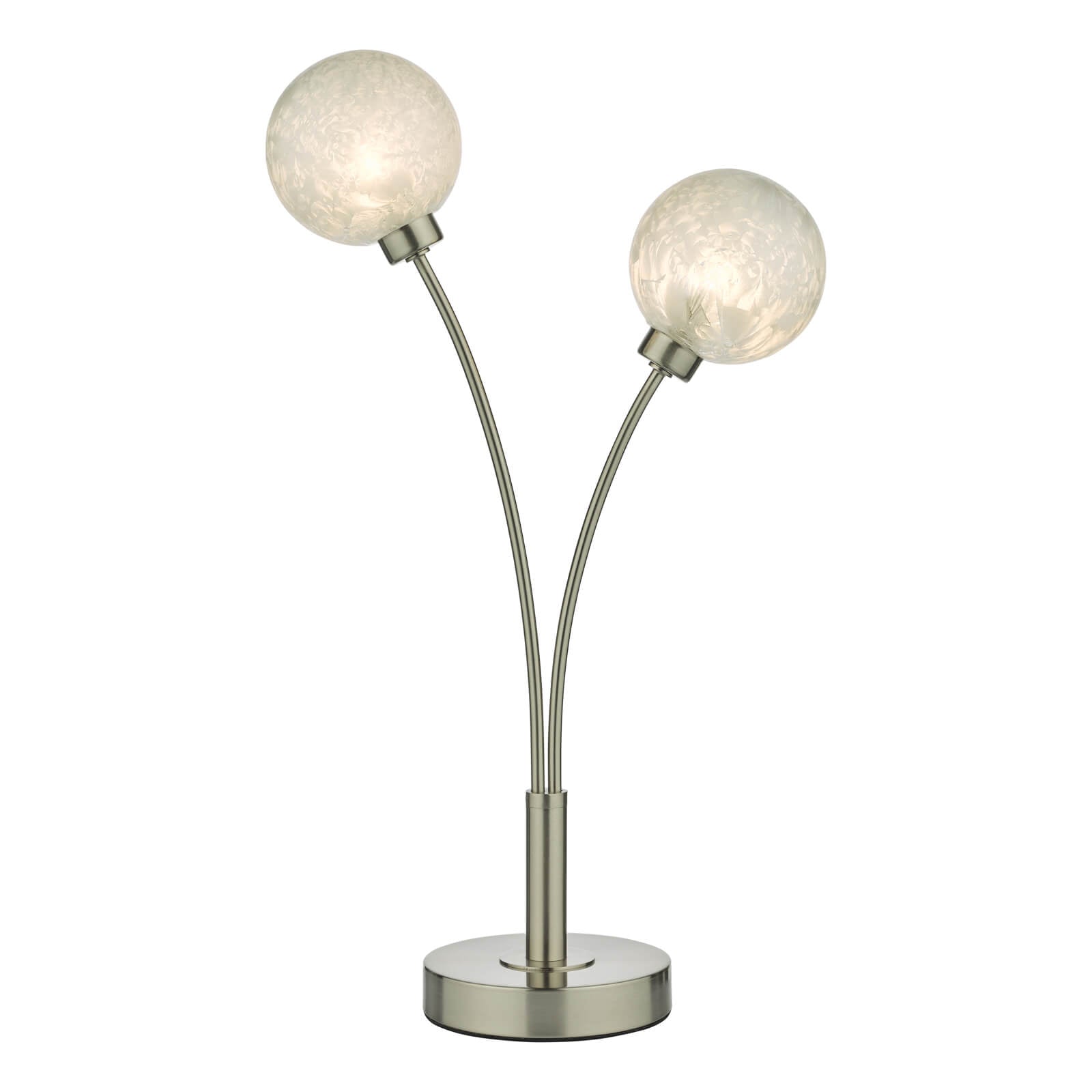 Avari 2 Light Table Lamp Satin Brass Glass/Satin Nickel & White Frosted Glass G9