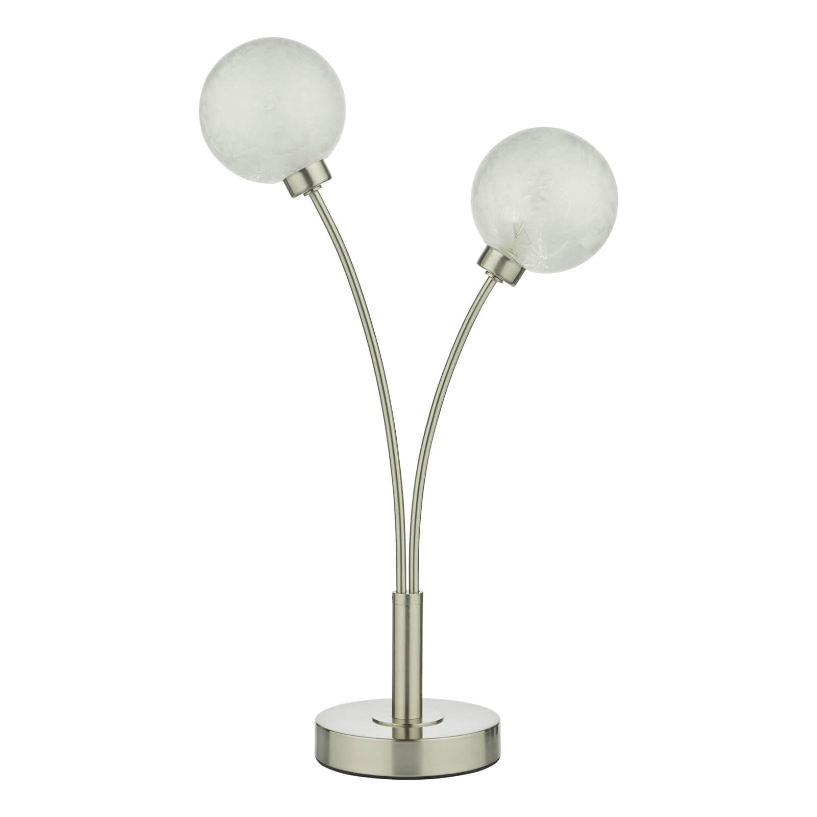 Avari 2 Light Table Lamp Satin Brass Glass/Satin Nickel & White Frosted Glass G9