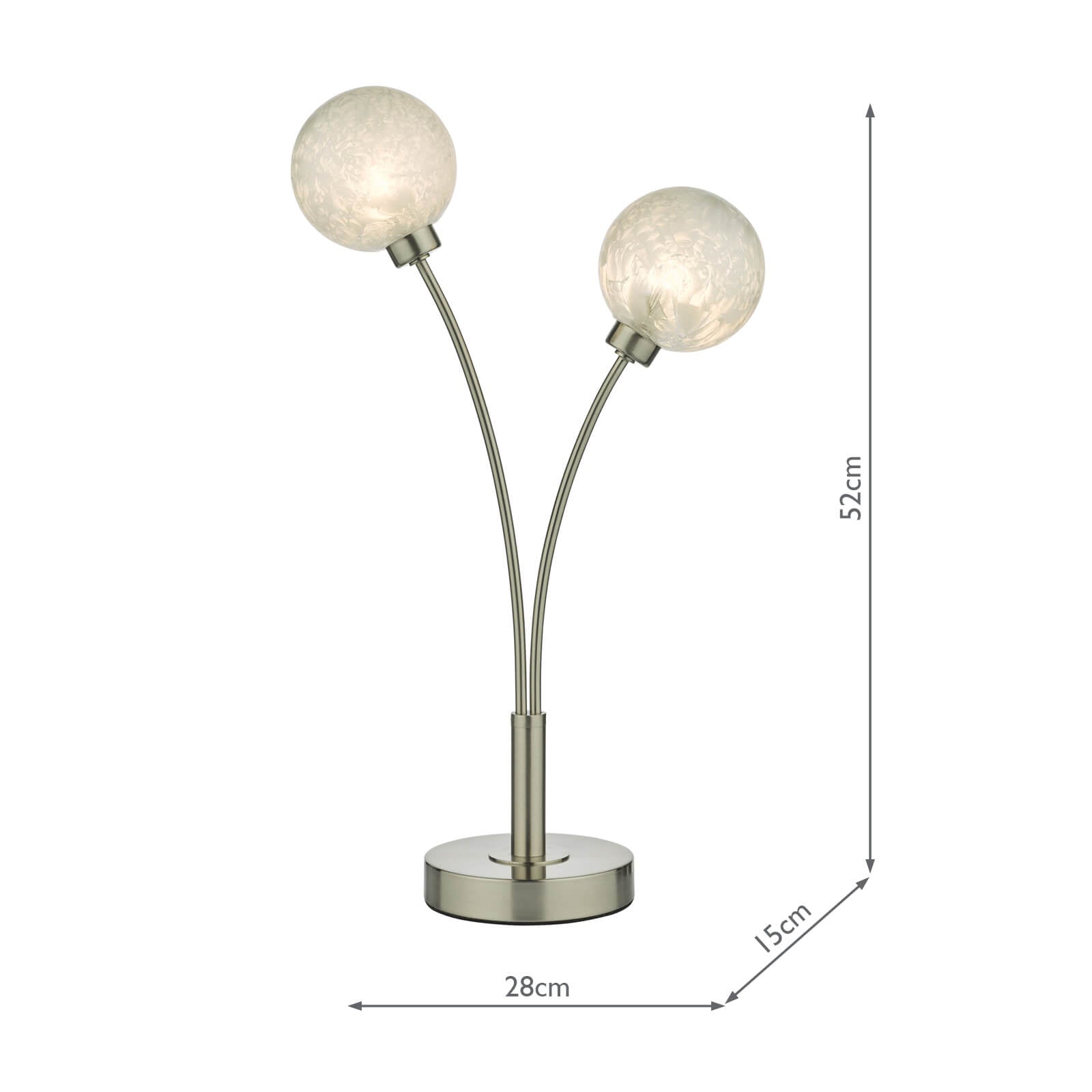 Avari 2 Light Table Lamp Satin Brass Glass/Satin Nickel & White Frosted Glass G9