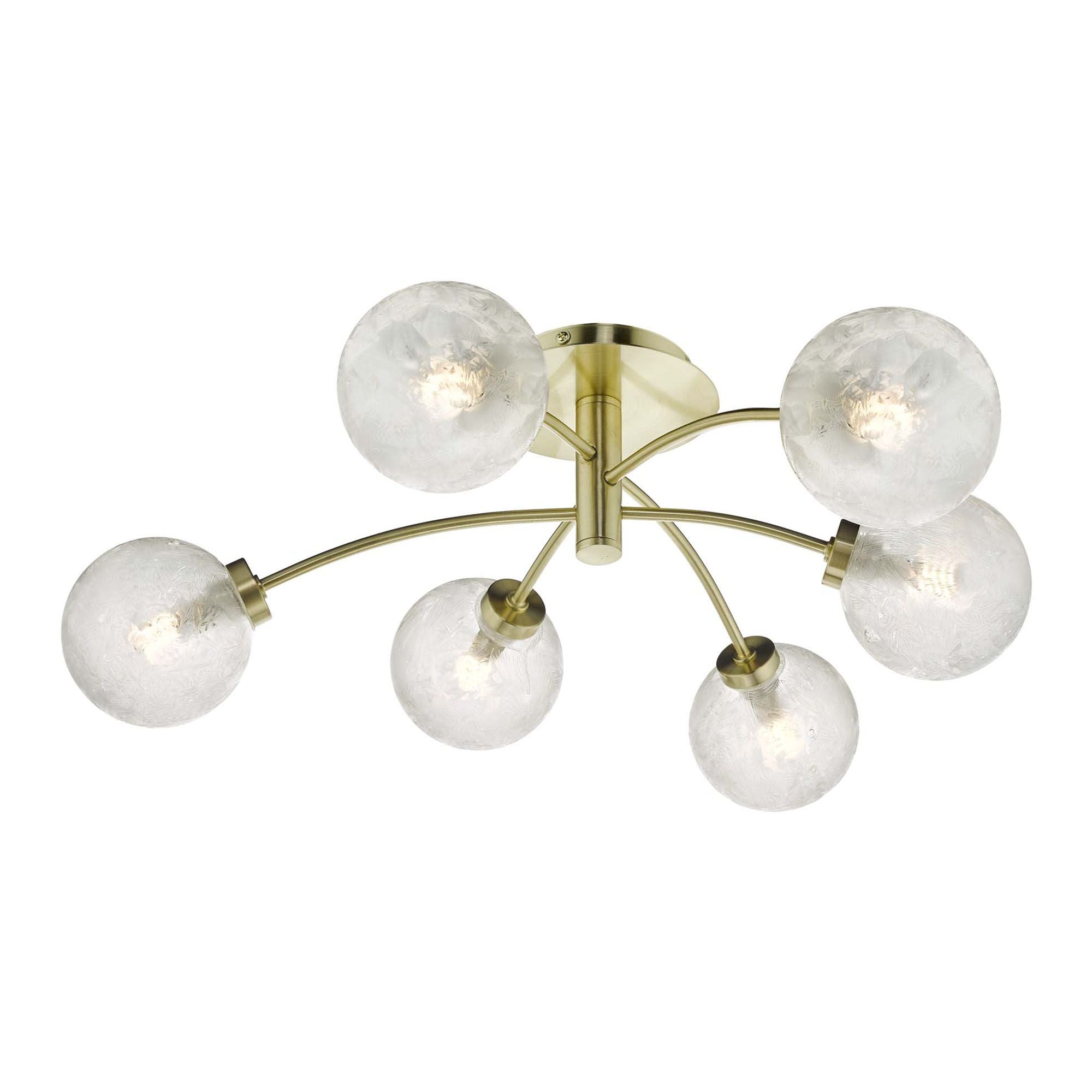 Avari 6Lt Semi Flush - Satin Nickel Frosted Glass Finish, IP20