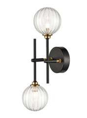 Abstract 2lt Outdoor Flush/Wall Lights - Black and Brass/Chrome Finish