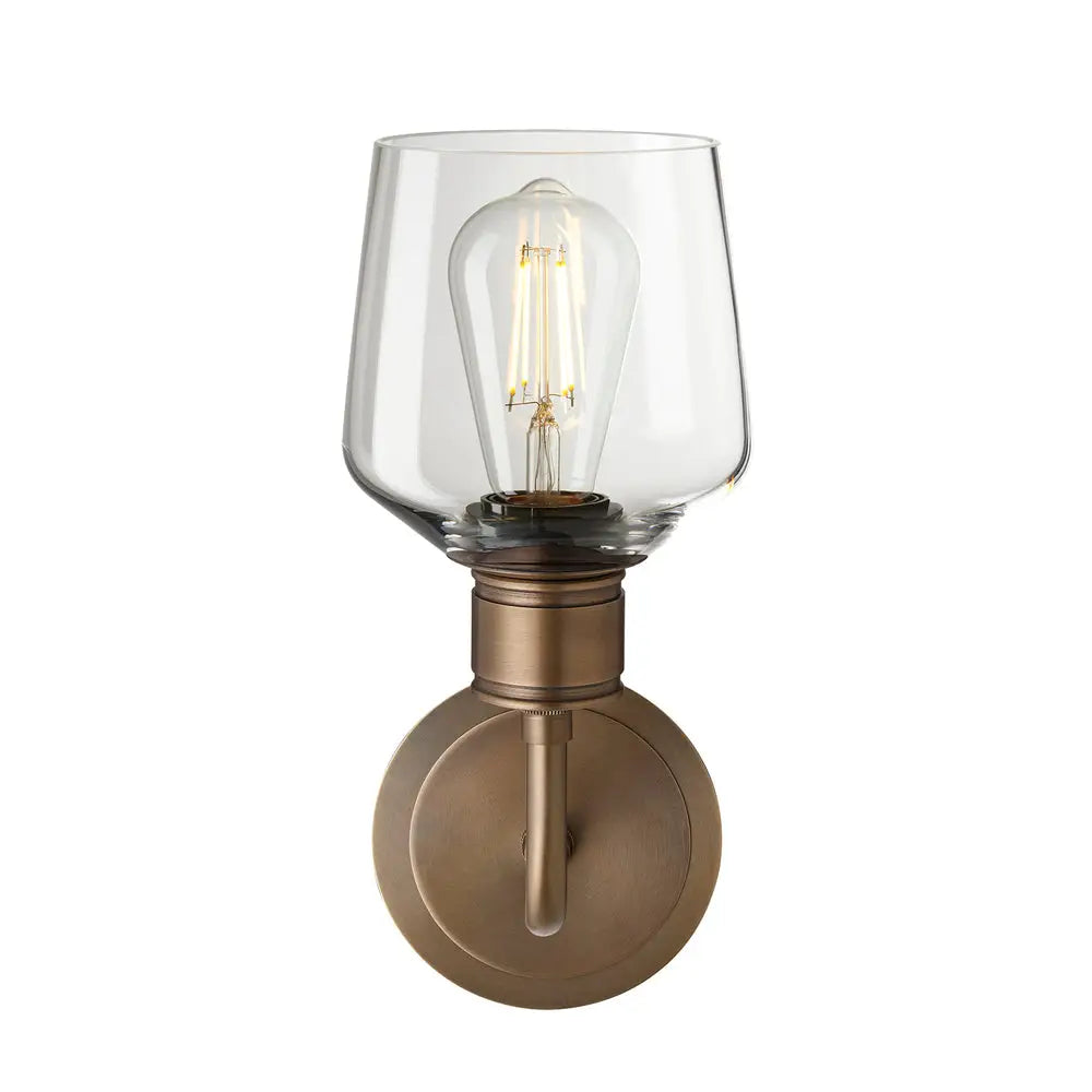 Albany Glass Schoolhouse 1/2Lt Wall Light - Clear/ Mocha Shades