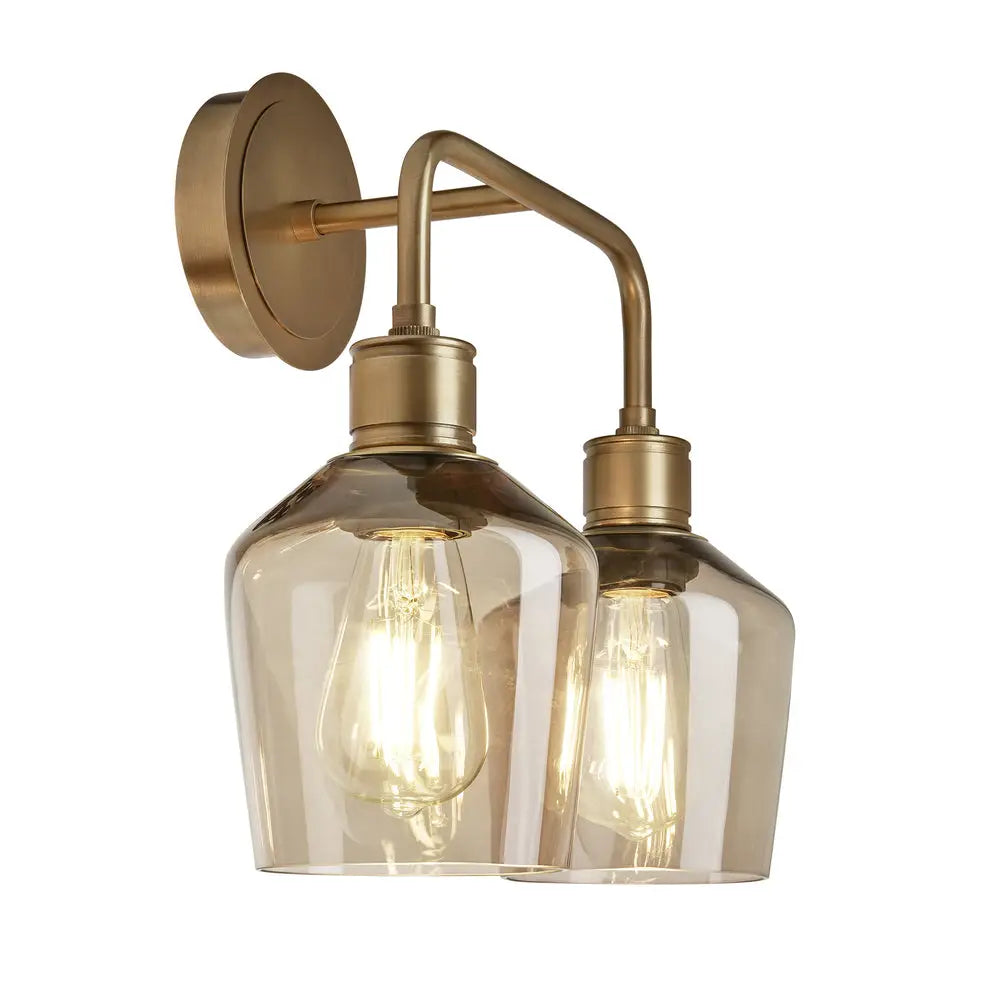 Albany Glass Schoolhouse 1/2Lt Wall Light - Clear/ Mocha Shades