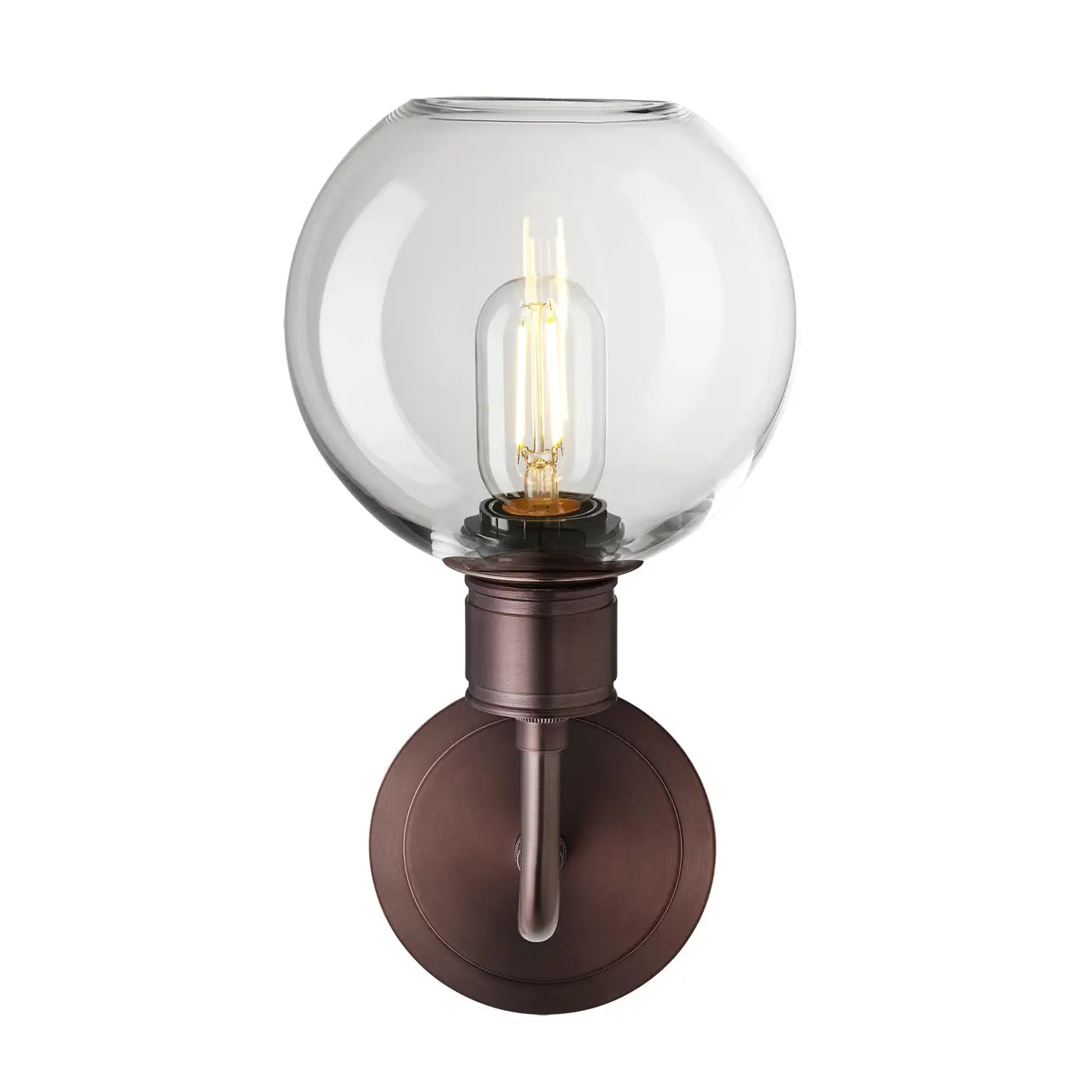 Albany Glass Globe 1/2Lt Wall Light - Clear/ Mocha Shades