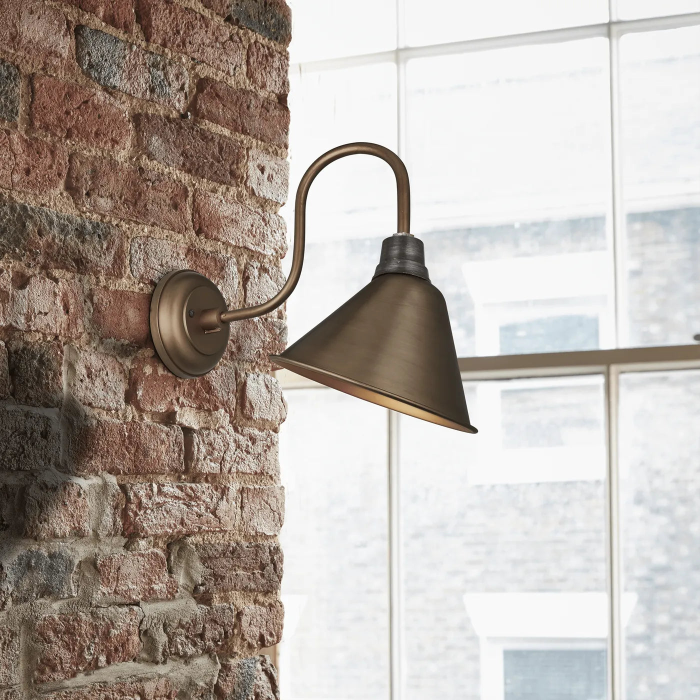 Swan Neck IP20 Cone Wall Light - 8 Inch