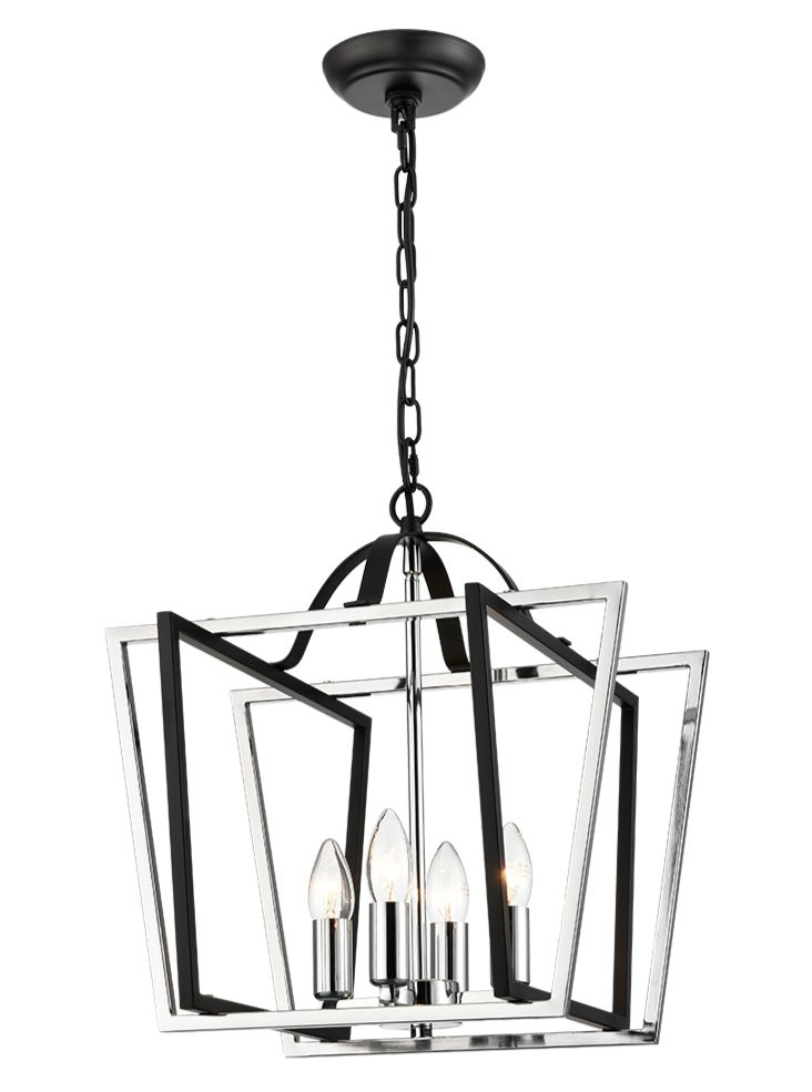 Aviator 4Lt Lantern - Matt Black & Aged Brass