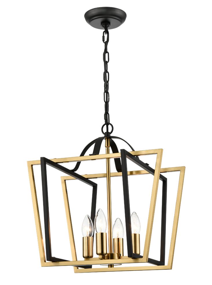 Aviator 4Lt Lantern - Matt Black & Aged Brass
