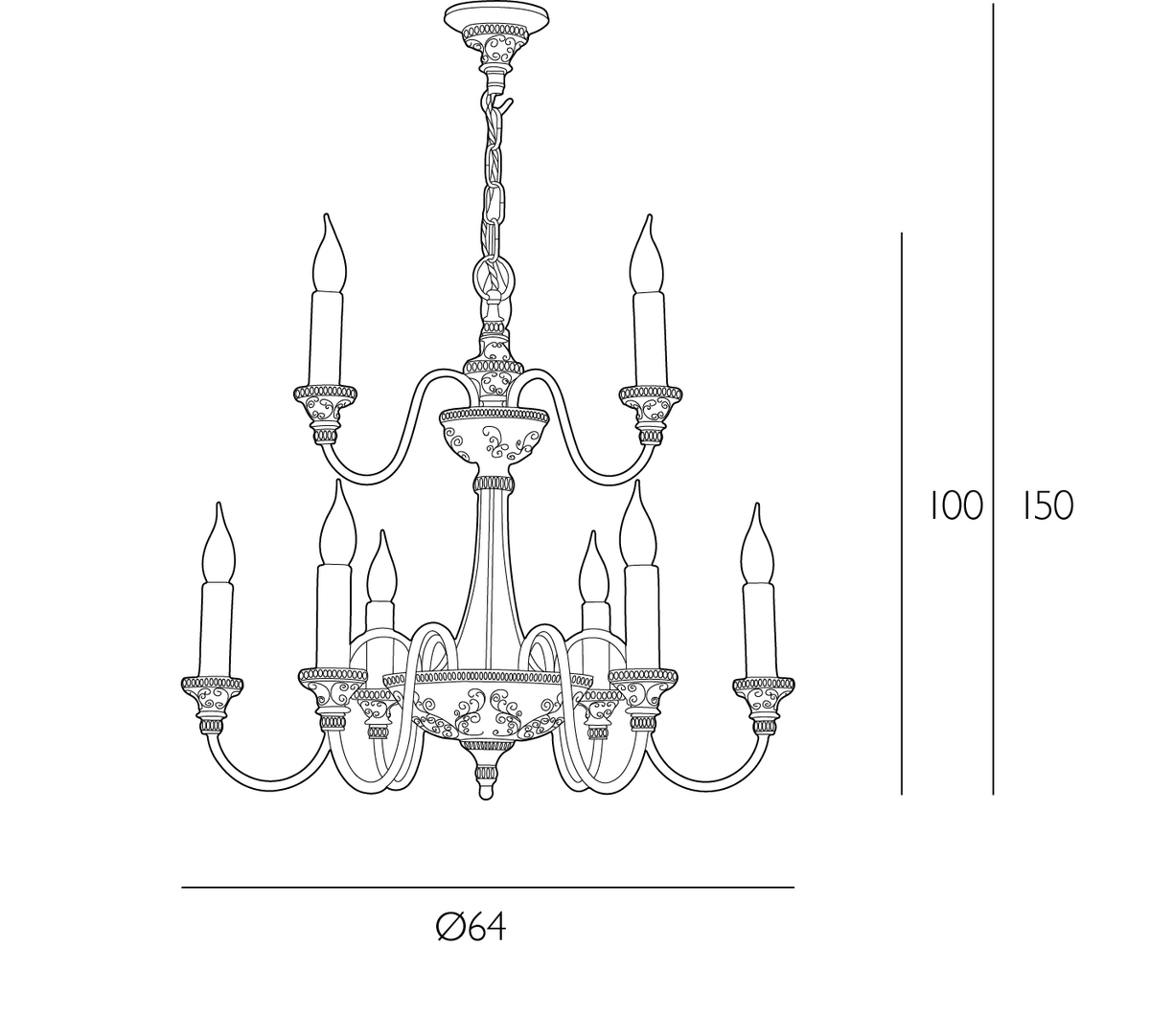 Bailey 9 Light Armed Pendant- Bespoke Fitting Only