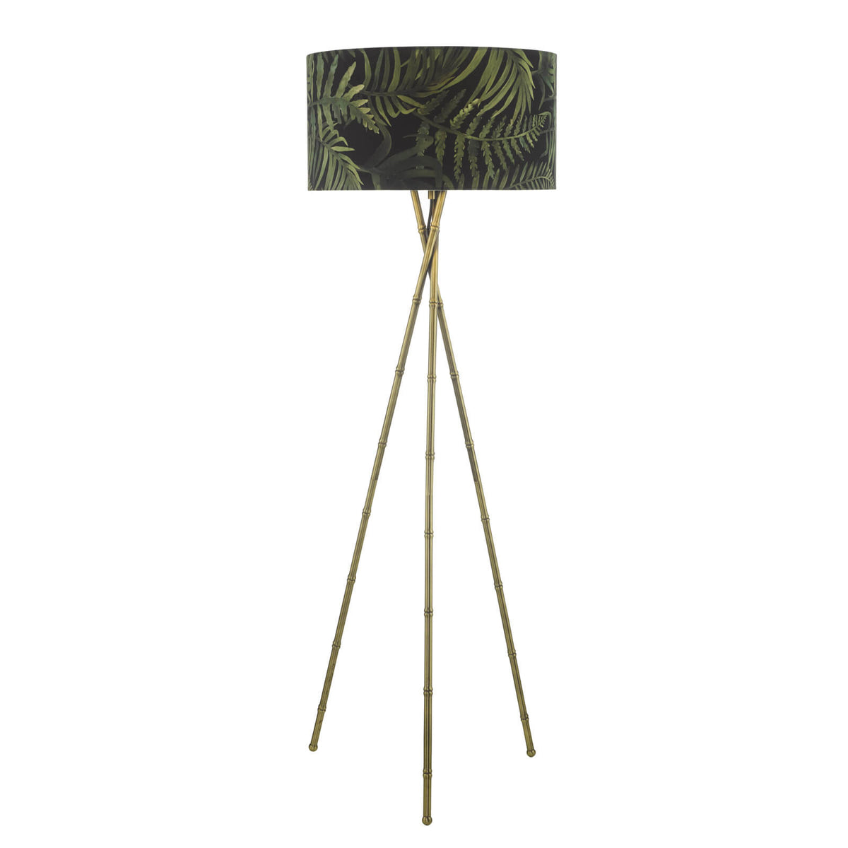 Bamboo Tripod Floor Lamp Antique Brass With Shade