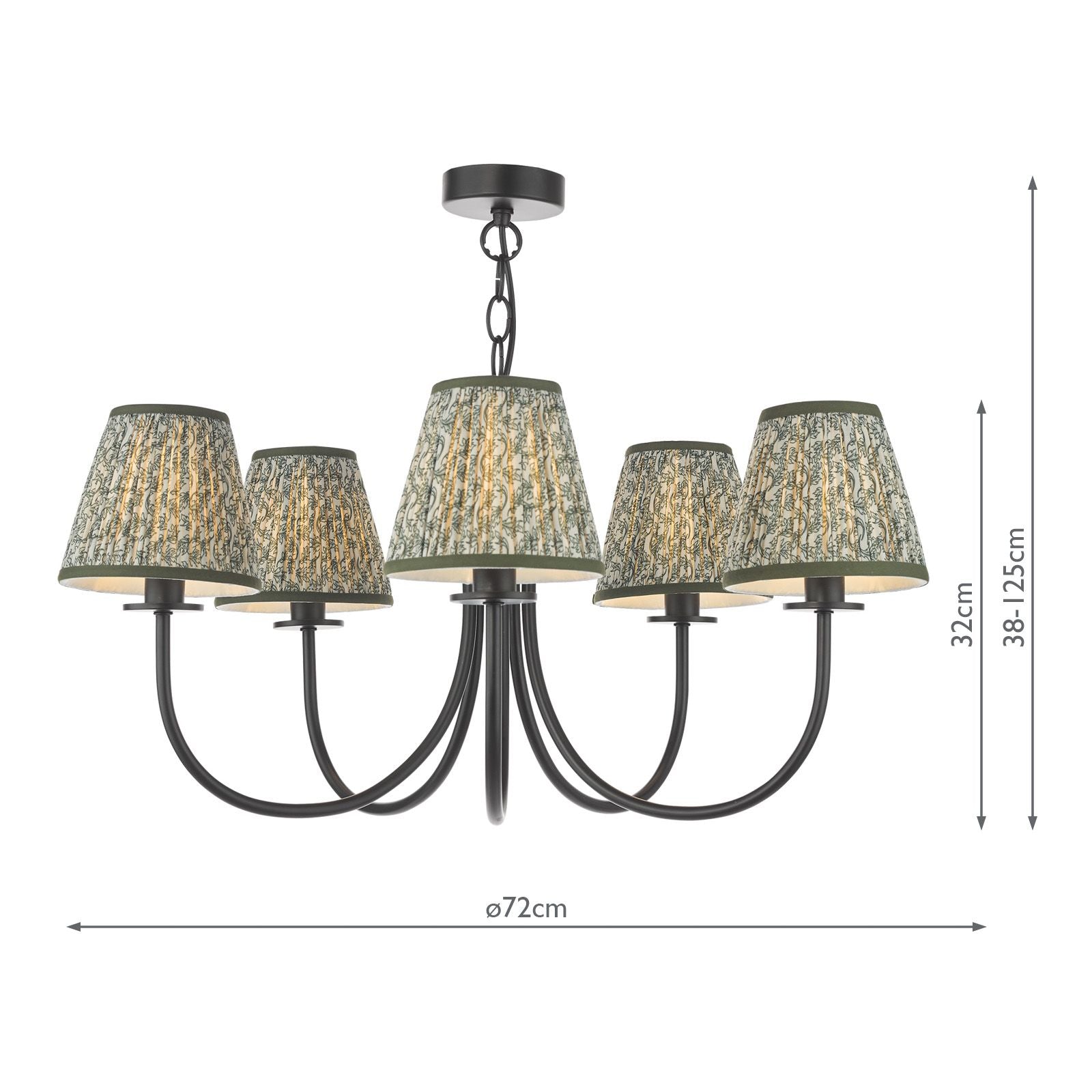 Becca 5 Light Ceiling Light- Matt Black With Different Shades