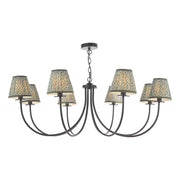 Becca 8 Light Ceiling Light- Matt Black With Green Shades