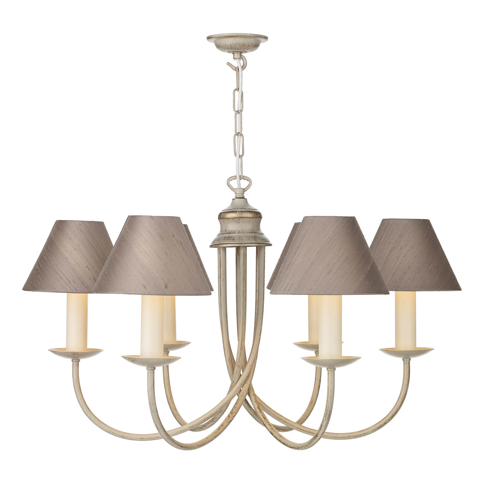 David Hunt Bermuda 6 Light Multi-Arm Pendant Cream Gold/Aged Brass (Shades Sold Separately)
