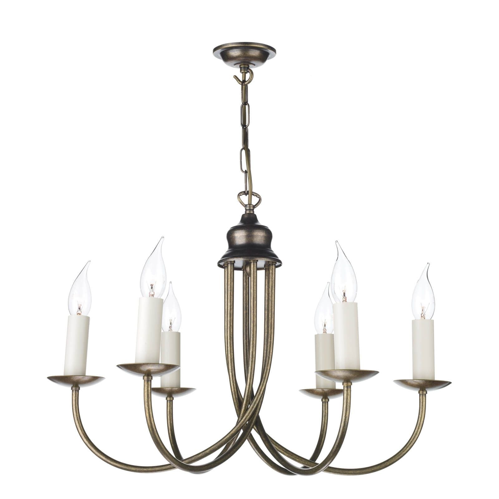 David Hunt Bermuda 6 Light Multi-Arm Pendant Cream Gold/Aged Brass (Shades Sold Separately)