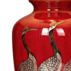 Bertha Table Lamp Red With Bird Detail With Shade E27