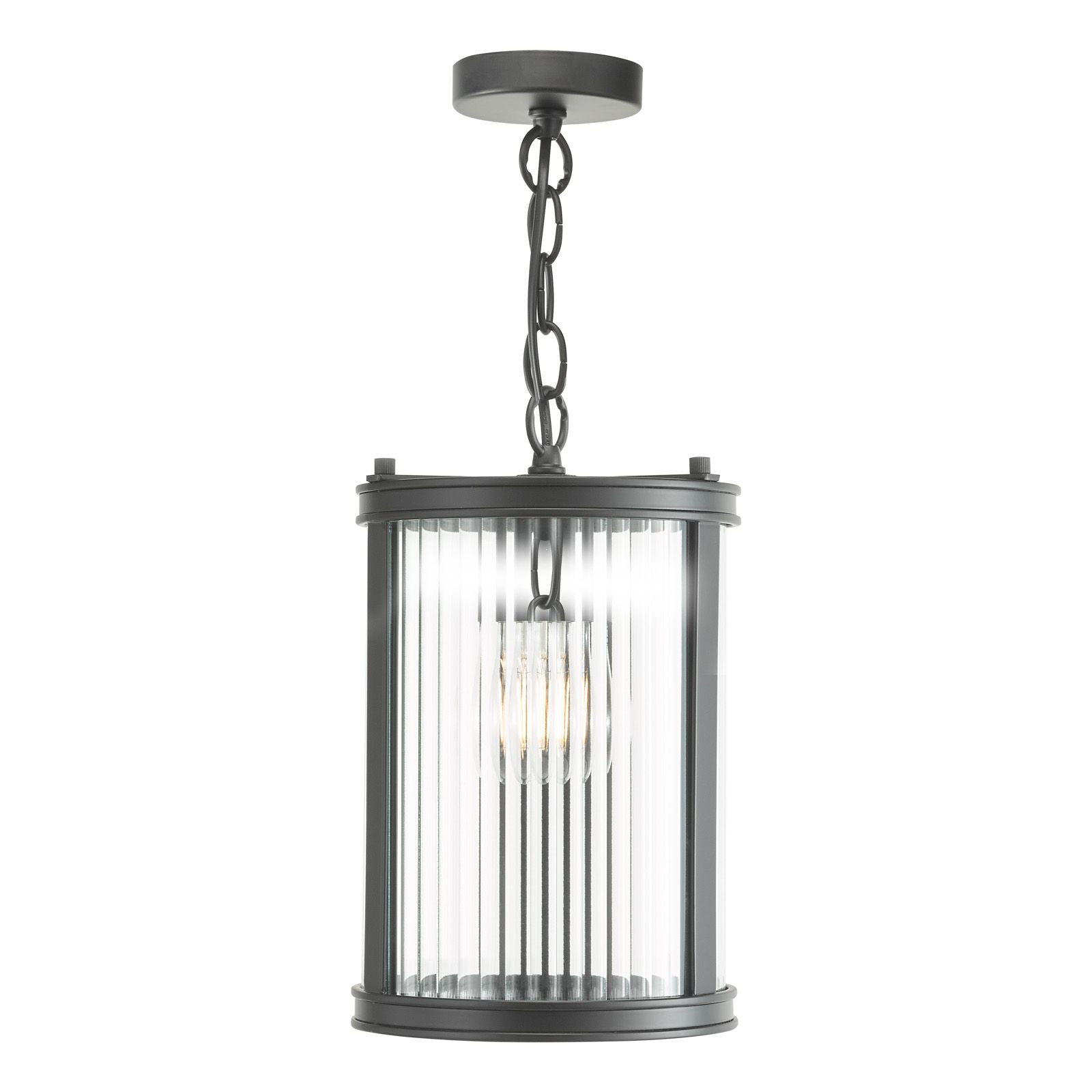 Bianka Pendant Bronze/Matt Black and Ribbed Glass E17