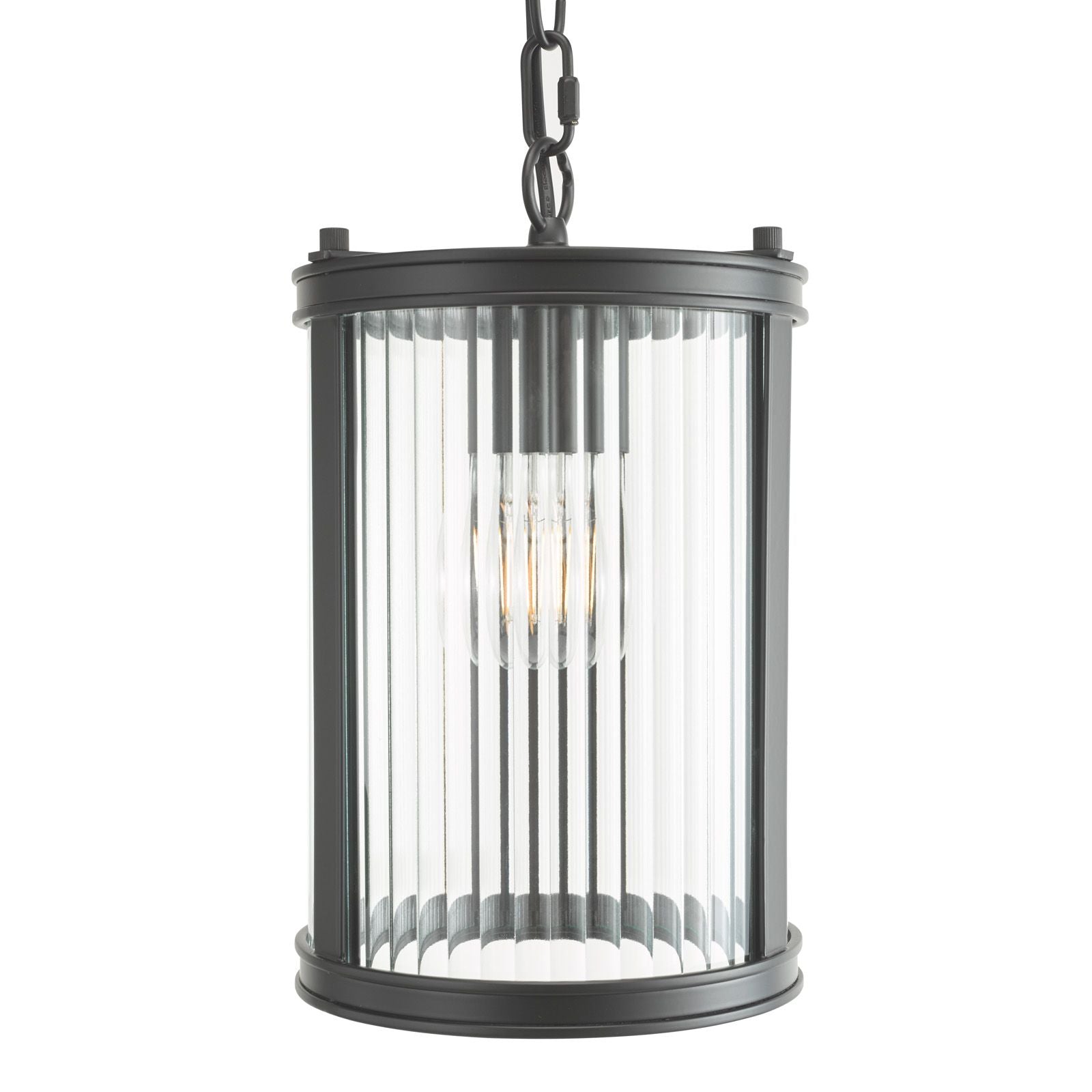 Bianka Pendant Bronze/Matt Black and Ribbed Glass E17