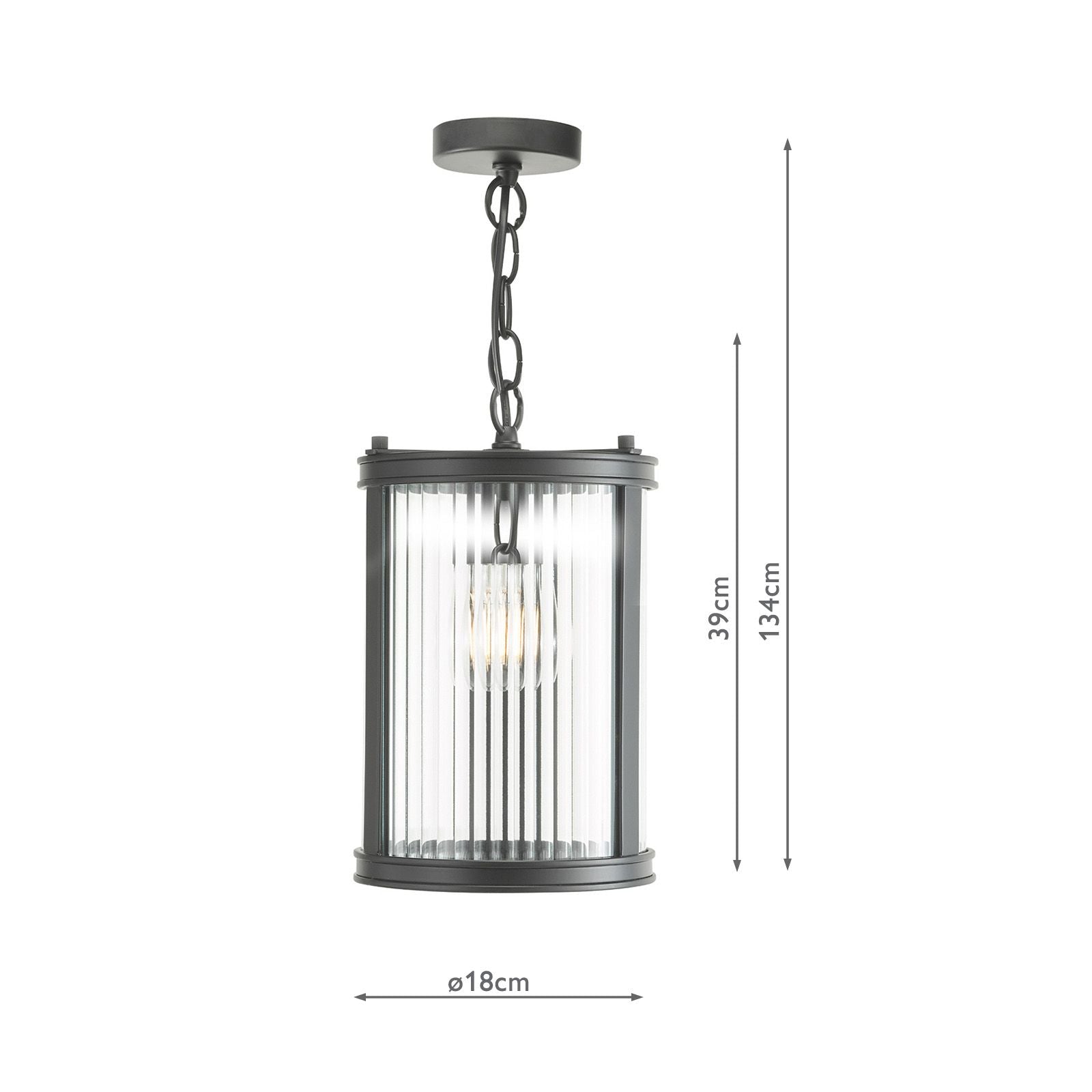 Bianka Pendant Bronze/Matt Black and Ribbed Glass E17