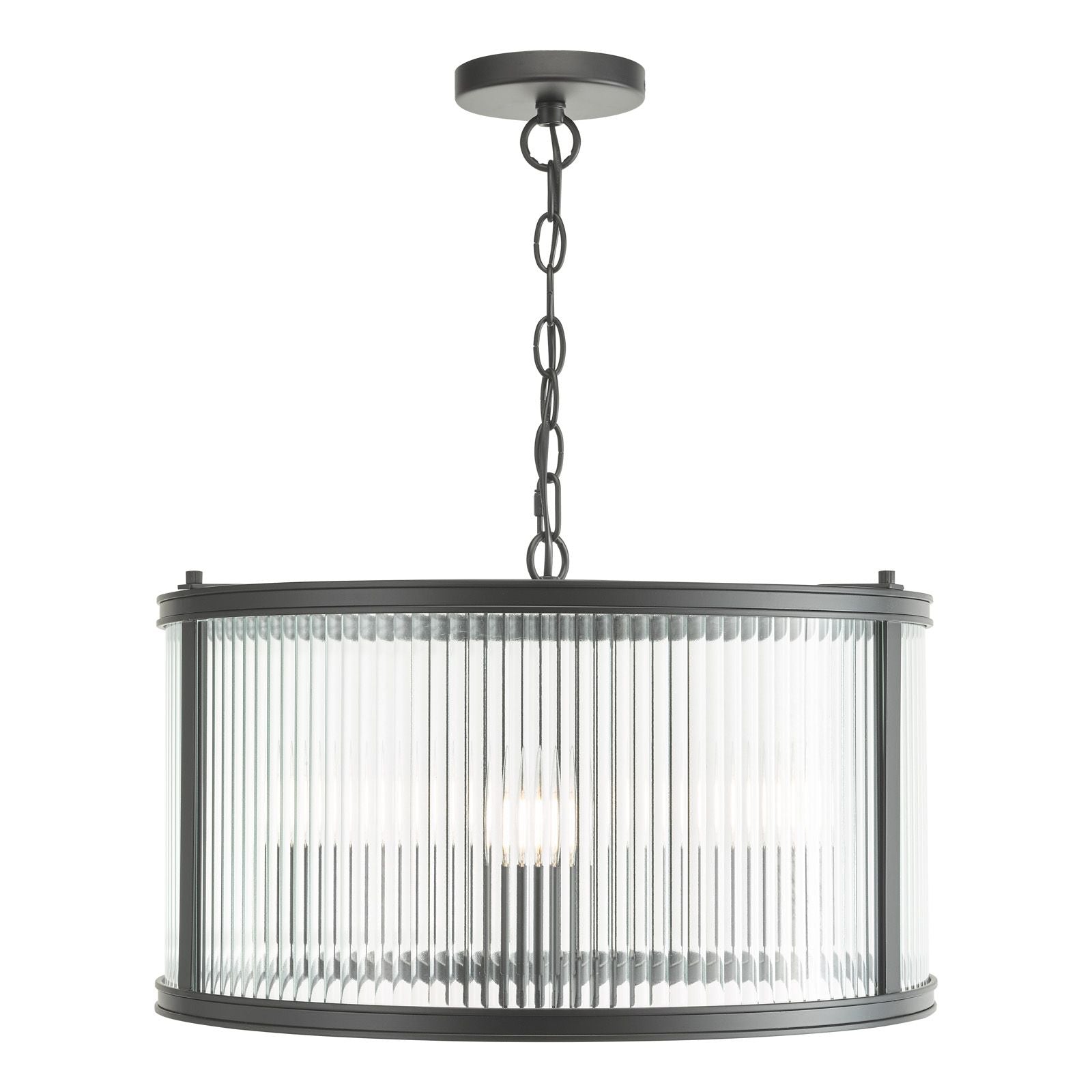 Bianka 3 Light Pendant Bronze/Matt Black and Ribbed Glass E14