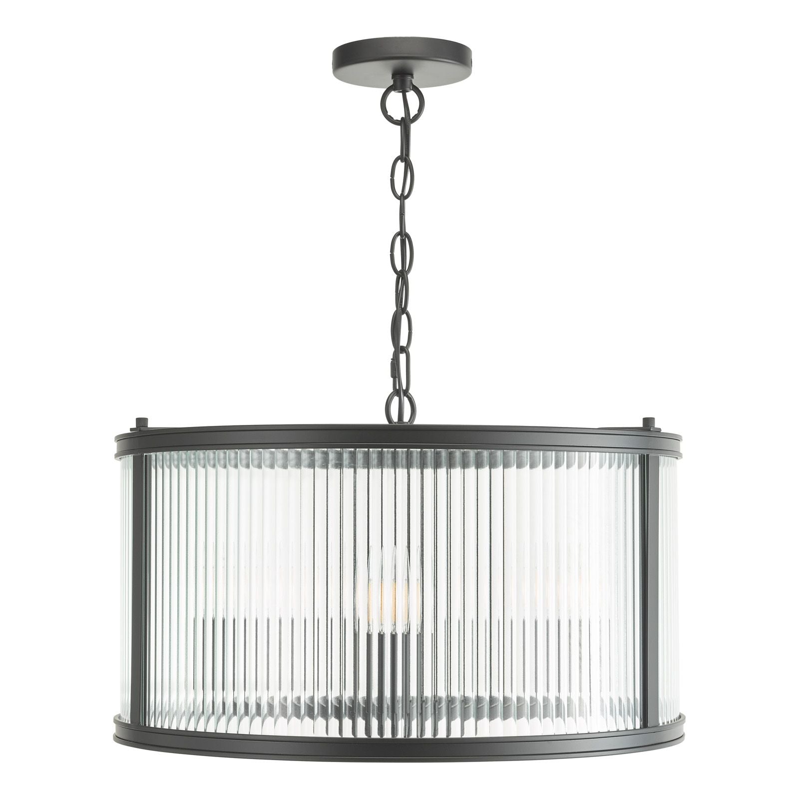 Bianka 3 Light Pendant Bronze/Matt Black and Ribbed Glass E14