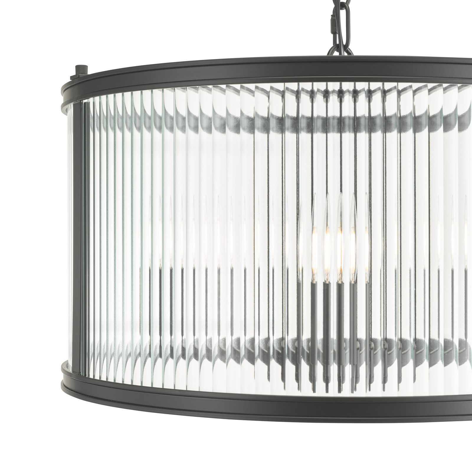 Bianka 3 Light Pendant Bronze/Matt Black and Ribbed Glass E14