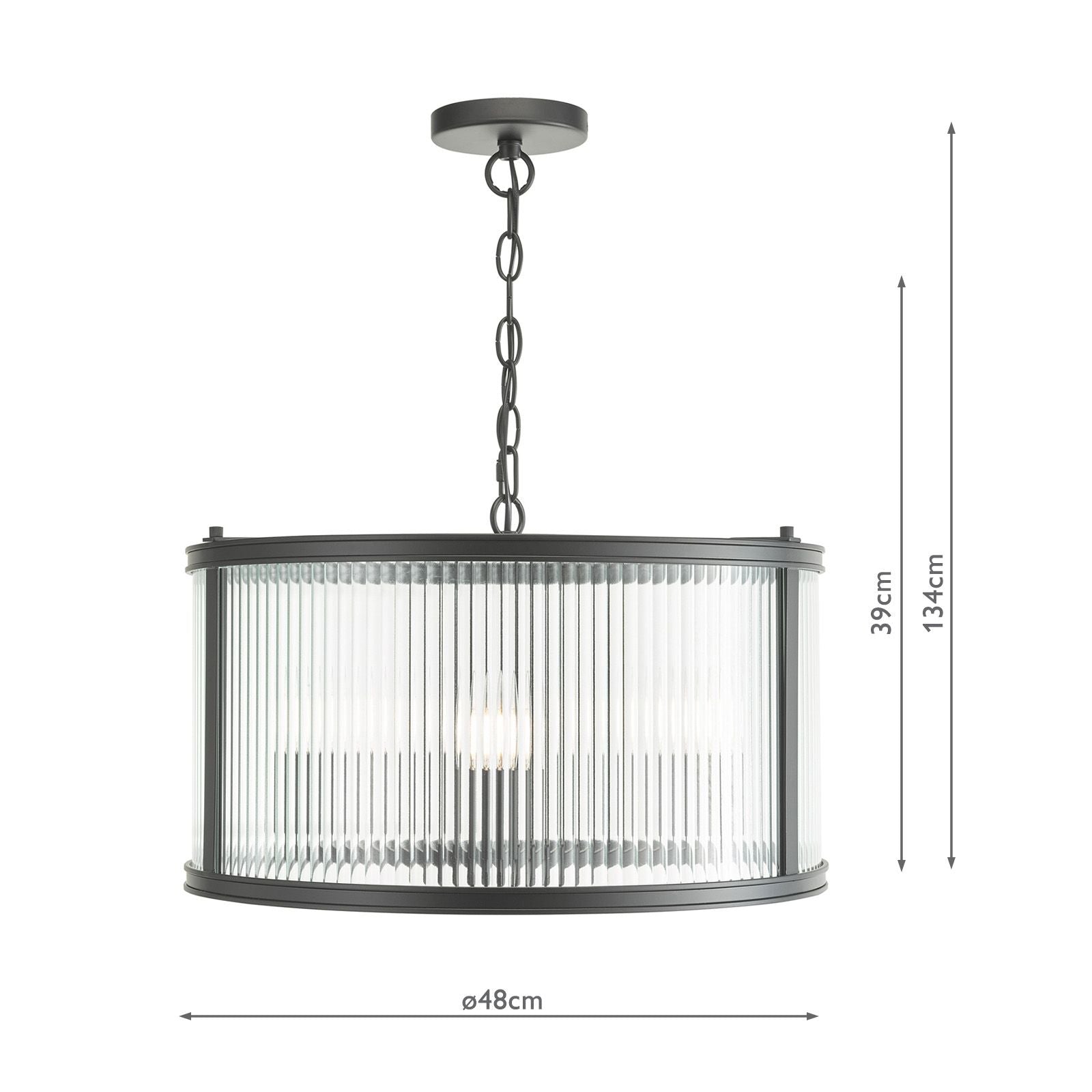 Bianka 3 Light Pendant Bronze/Matt Black and Ribbed Glass E14