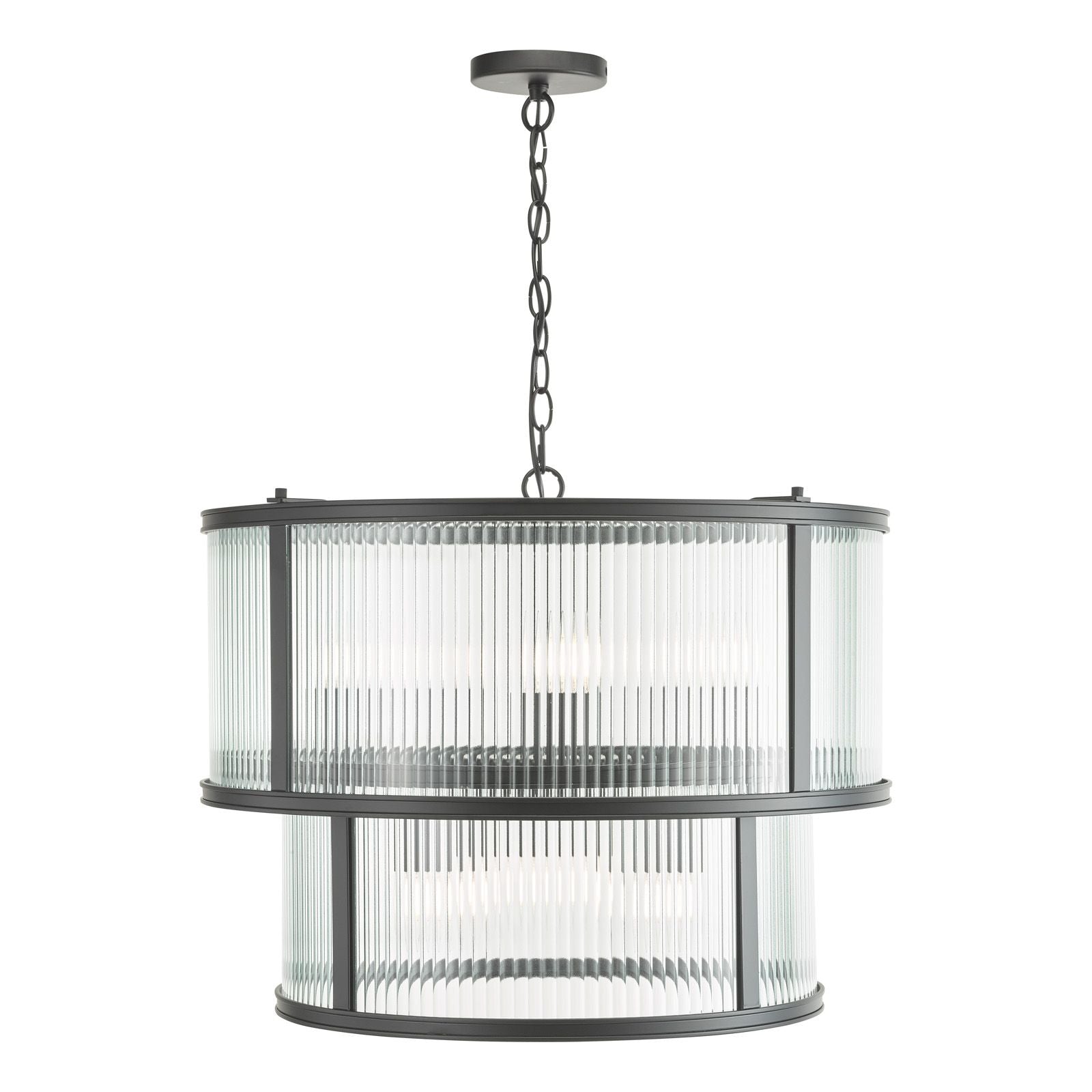 Bianka 6 Light Pendant Bronze/Matt Black and Ribbed Glass E14