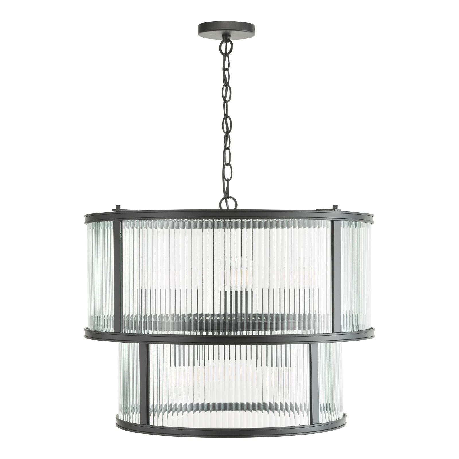 Bianka 6 Light Pendant Bronze/Matt Black and Ribbed Glass E14