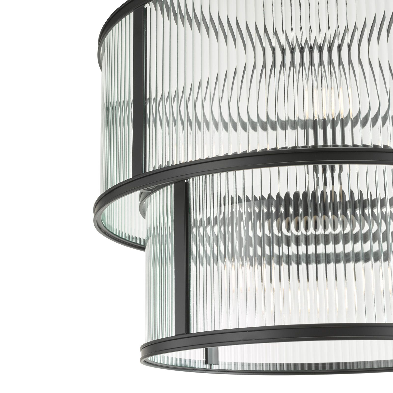 Bianka 6 Light Pendant Bronze/Matt Black and Ribbed Glass E14