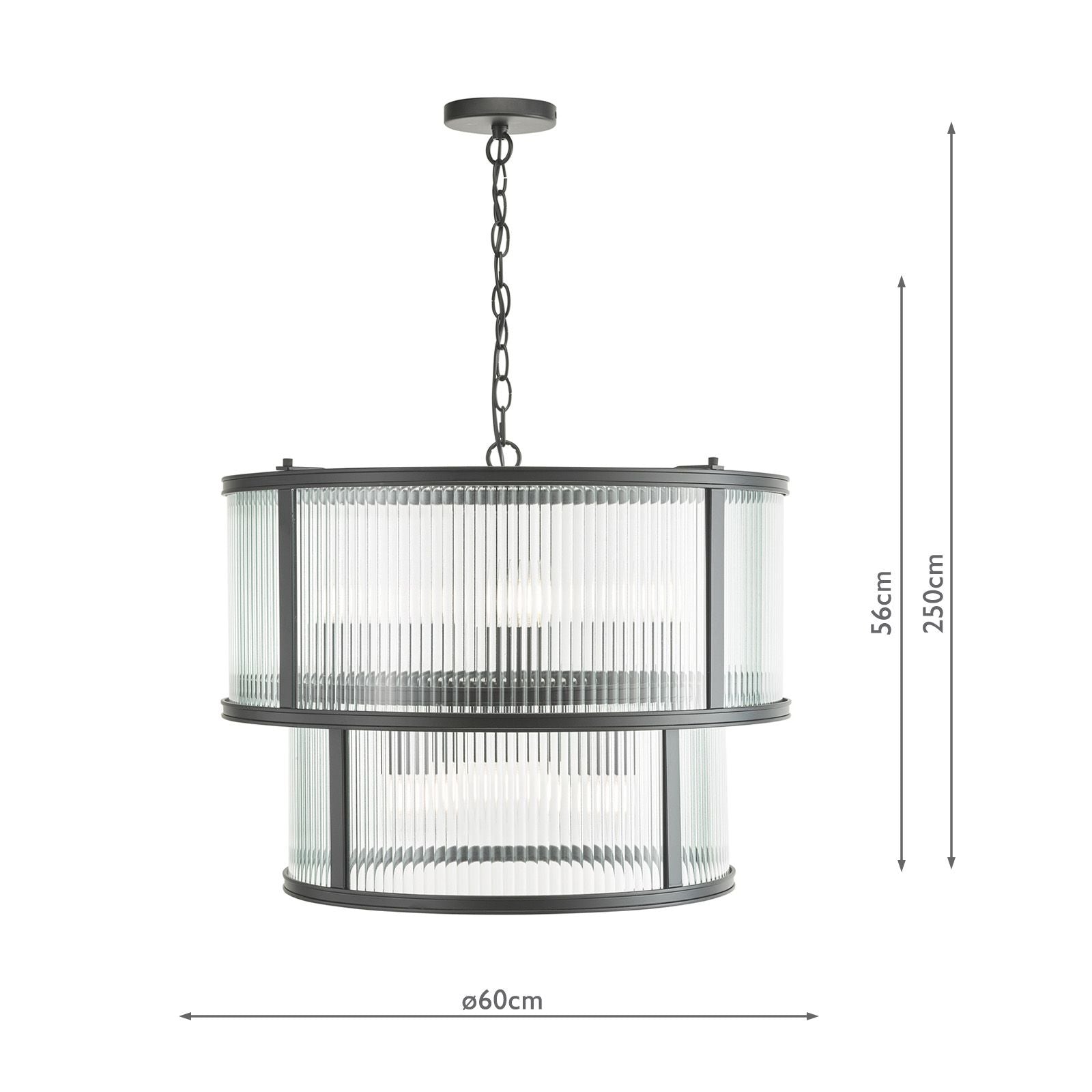 Bianka 6 Light Pendant Bronze/Matt Black and Ribbed Glass E14