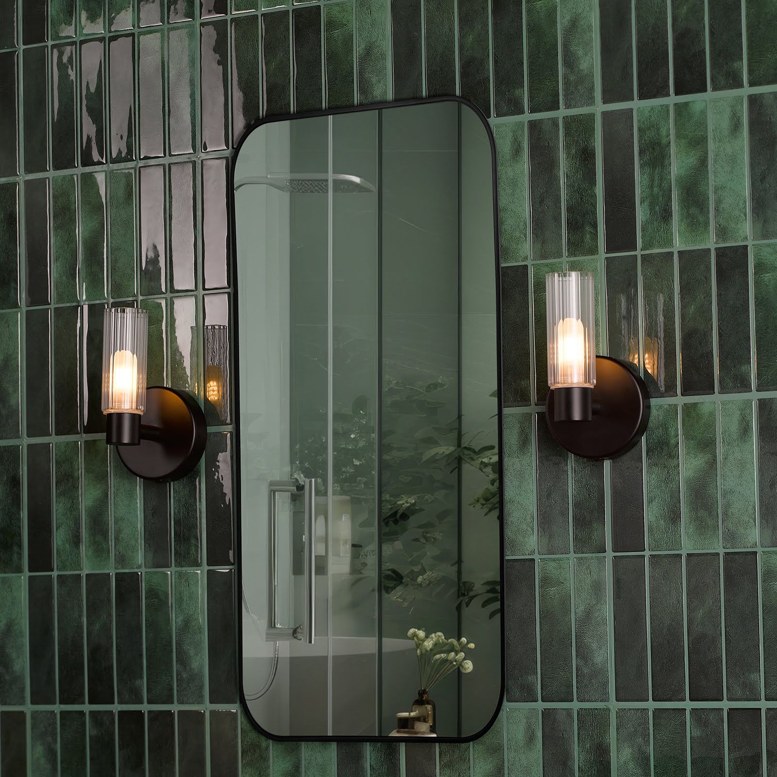 Bolton 1/2Lt Wall Light - Matt Black/Polished Chrome